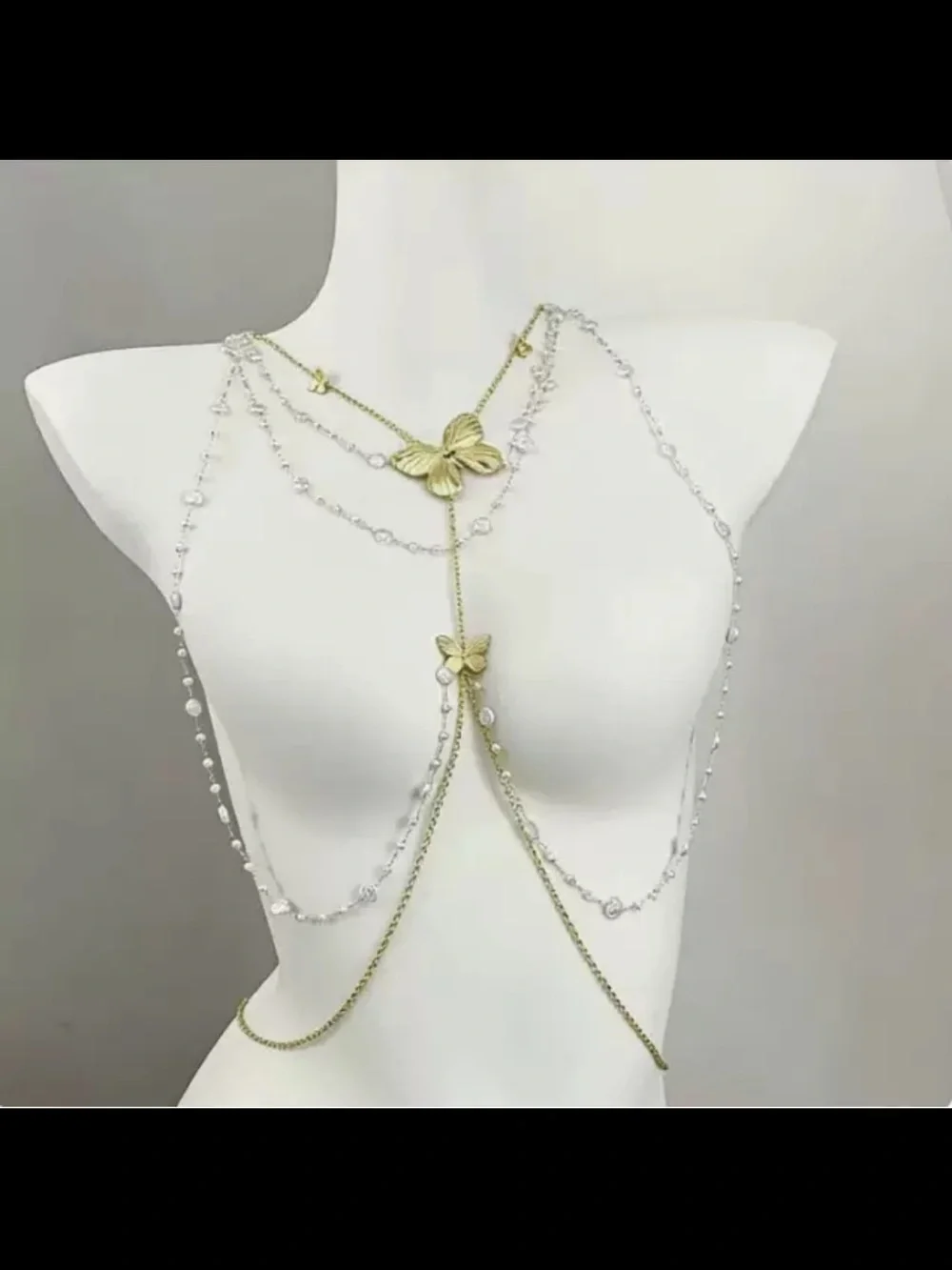 Anthropology Gold & Silver Butterfly Body Chain